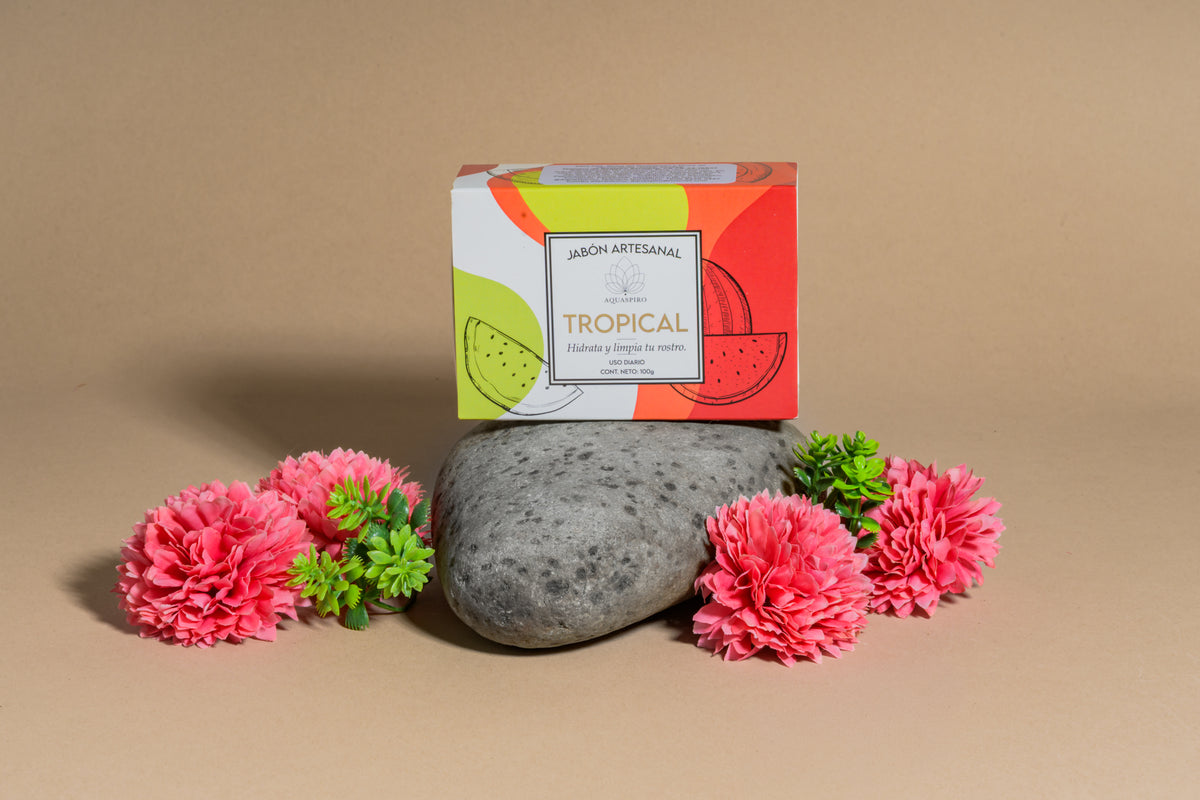 Jabón Artesanal Tropical, Jabón corporal humectante, 100g