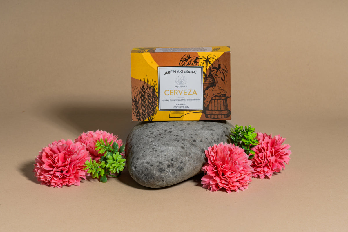 Jabón Artesanal Cerveza, Jabón Anti-Arrugas, Corporal y Facial para todo tipo de piel, 100g